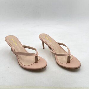 XYD Nude Thong Sandals Mid Heel Flip Flops Open Toe Daily Wearing Slippers Shoes